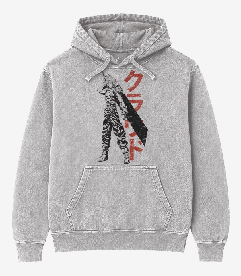 Poleron Canguro Acid Wash Gris Melange de Soldier Cloud
