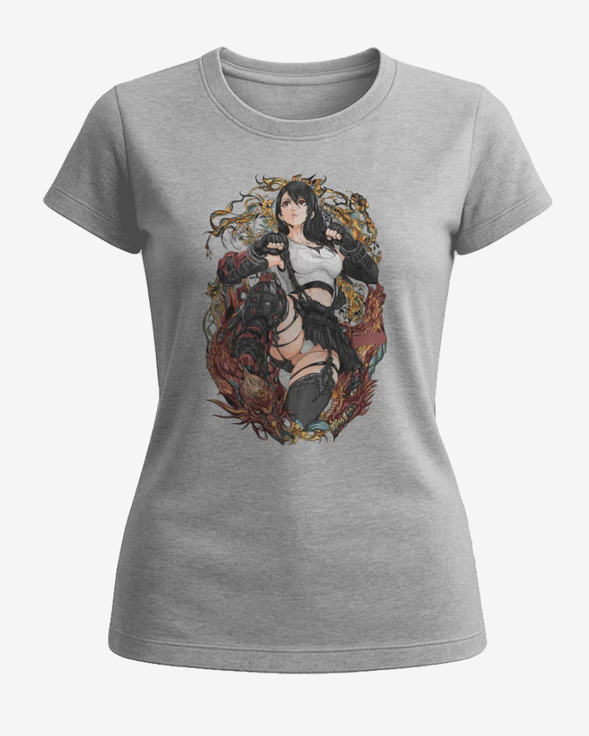 Polera de Mujer Gris Melange de Tifa Lockhart