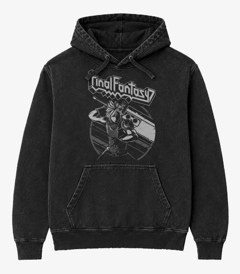 Poleron Canguro Acid Wash Negro de Judas Cloud
