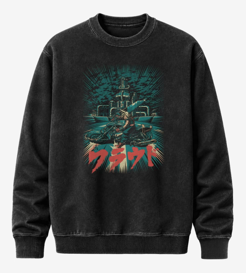 Poleron Polo Acid Wash Negro de Cloud Motoquero