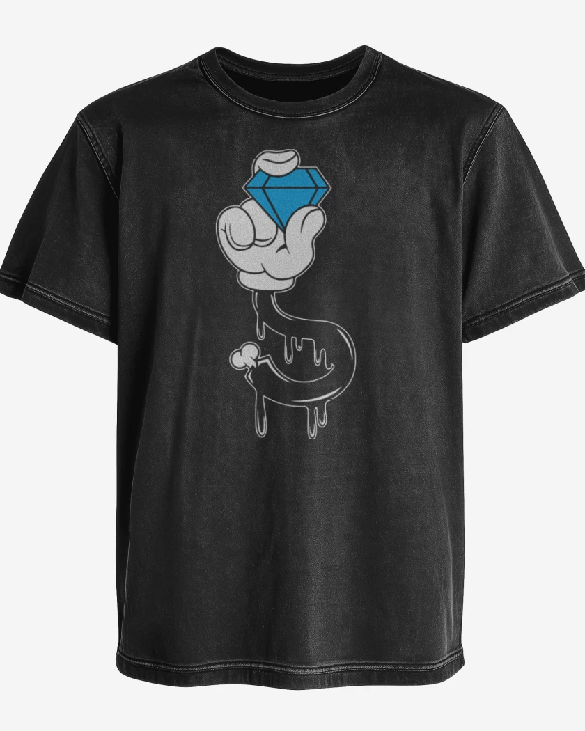 Polera desgastada Negro de Mickey hand 2