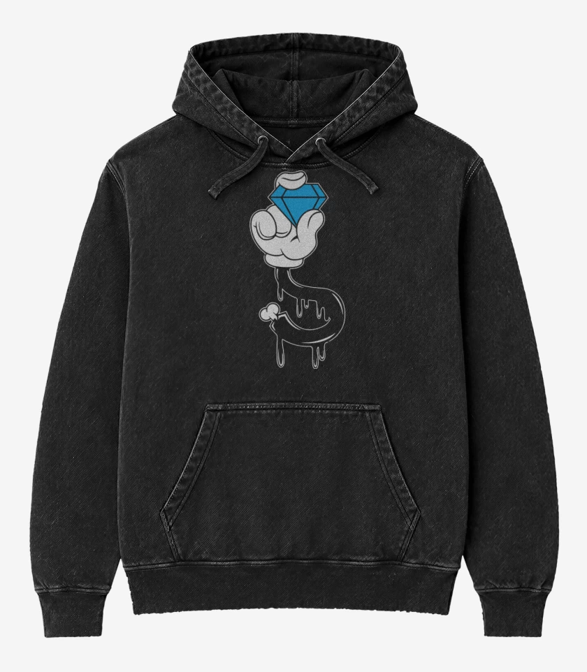 Poleron Canguro Acid Wash Negro de Mickey hand 2