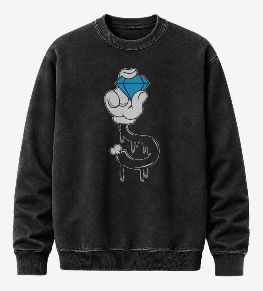 Poleron Polo Acid Wash Negro de Mickey hand 2