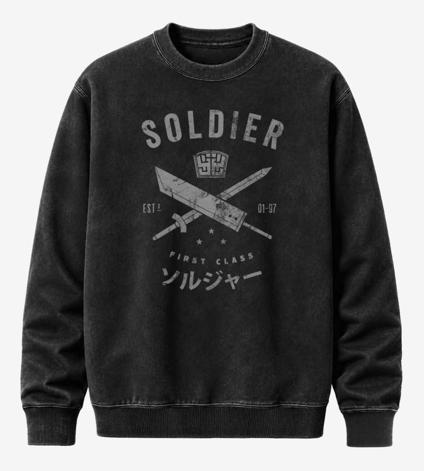 Poleron Polo Acid Wash Negro de Soldier First Class 