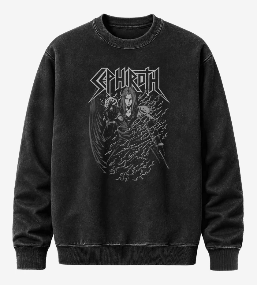 Poleron Polo Acid Wash Negro de Sephiroth 