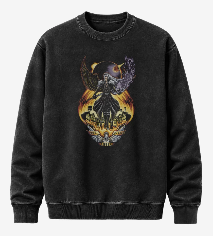 Poleron Polo Acid Wash Negro de One Wicked Angel