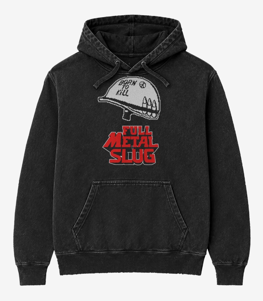 Poleron Canguro Acid Wash Negro de Full Metal Slug