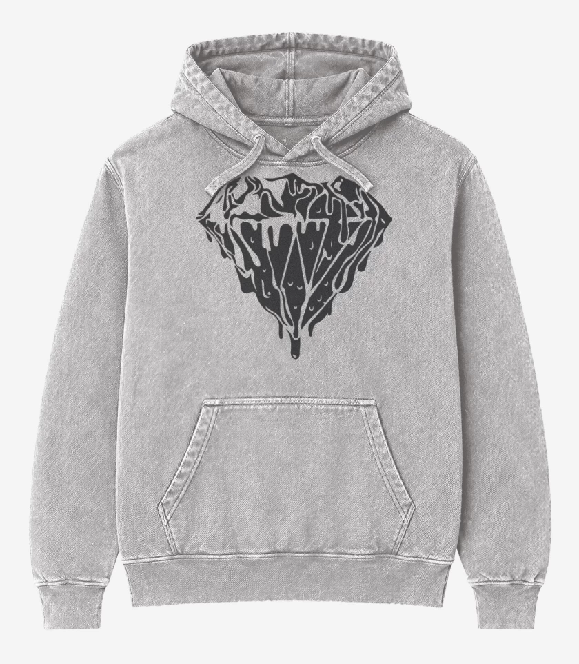 Poleron Canguro Acid Wash Gris Melange de Diamond