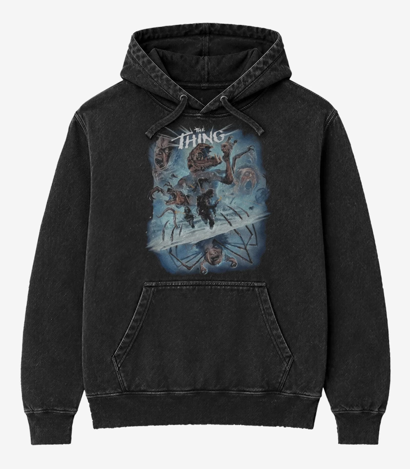 Poleron Canguro Acid Wash Negro de The Thing Movie