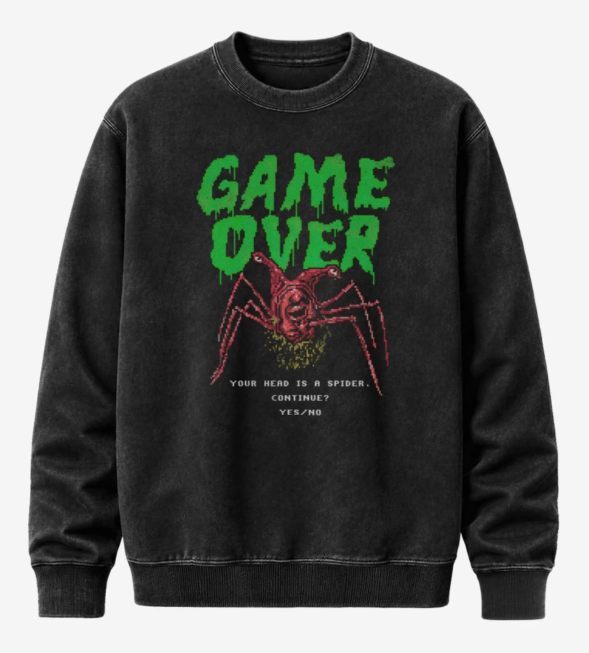 Poleron Polo Acid Wash Negro de Spider Head