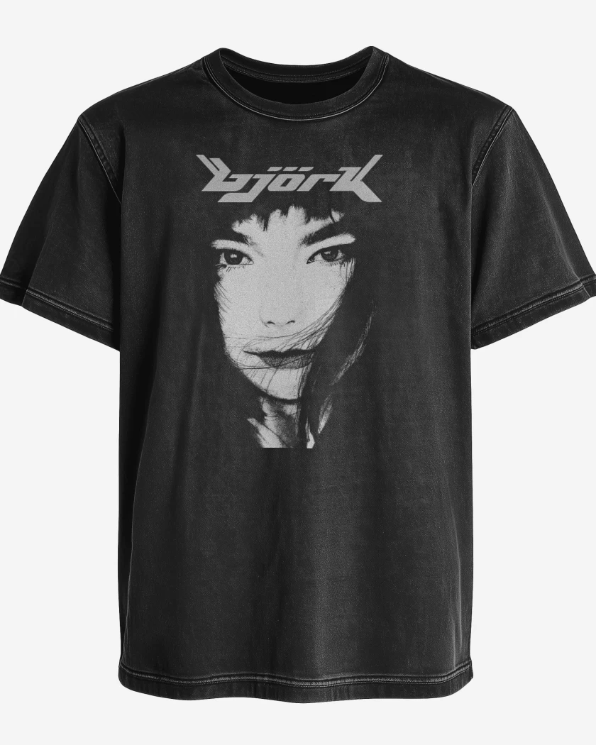 Polera desgastada Negro de Bjork III