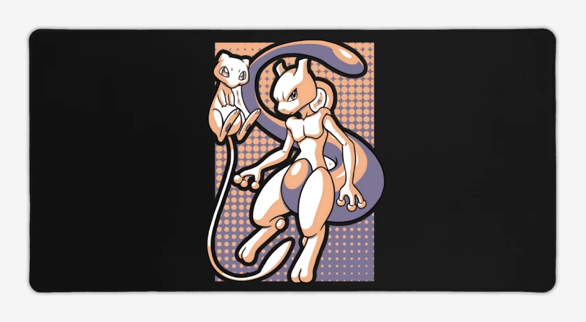 Mouse pad Gamer Negro de Mew & Mewtwo