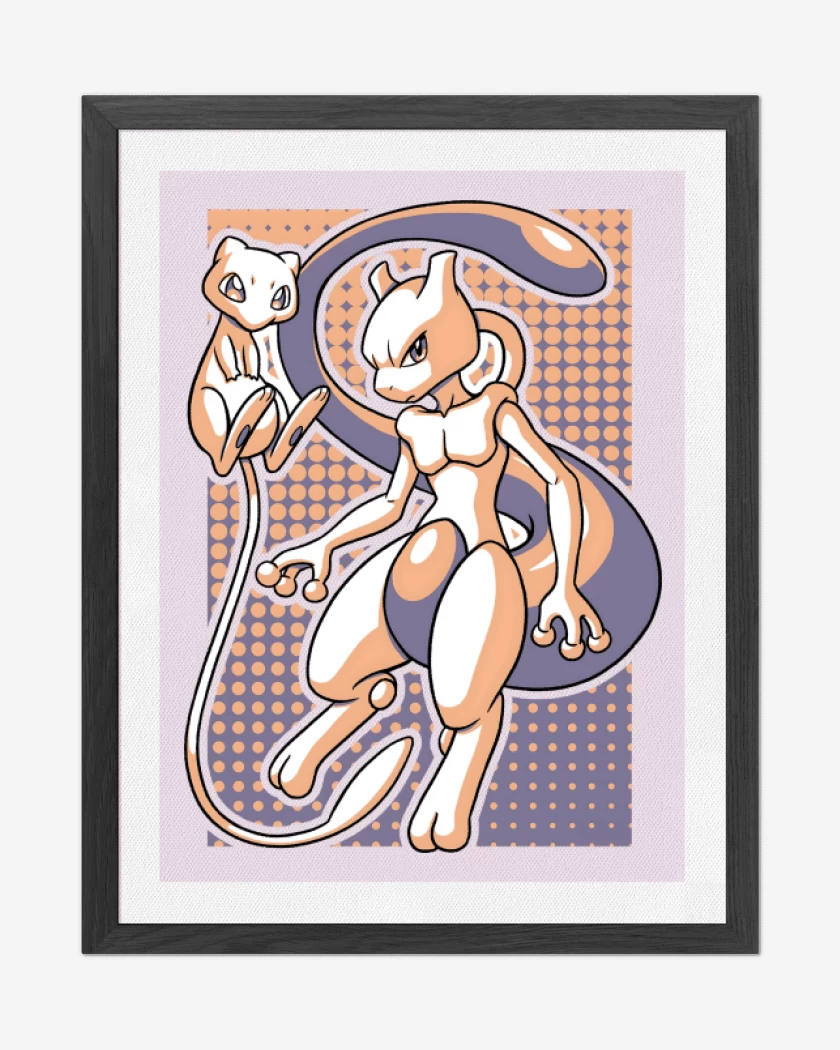 Cuadro decorativo Rosa Pastel de Mew & Mewtwo