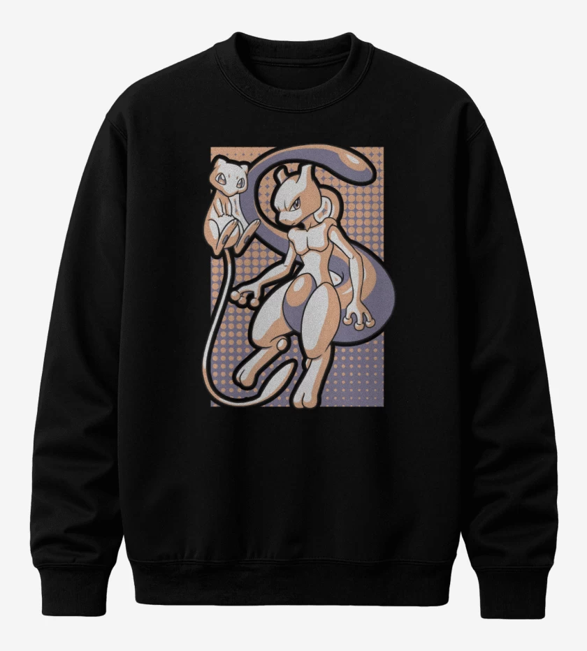 Poleron polo Negro de Mew & Mewtwo