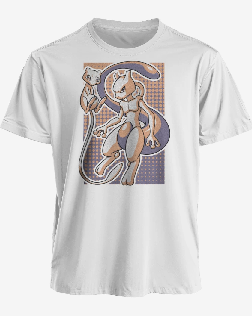 Polera premium Blanco de Mew & Mewtwo