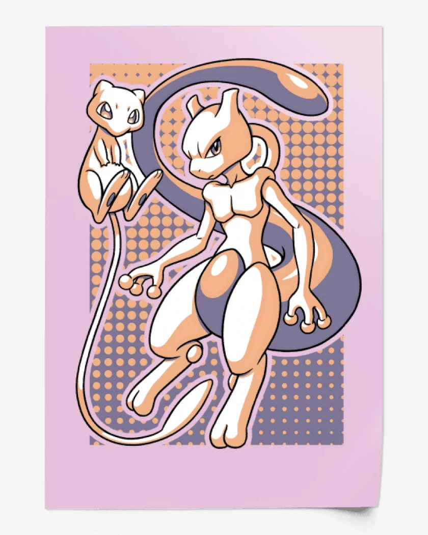 Print Mew & Mewtwo