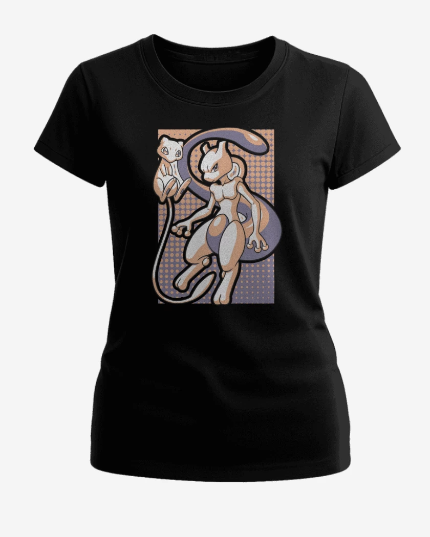 Polera de Mujer Negro de Mew & Mewtwo