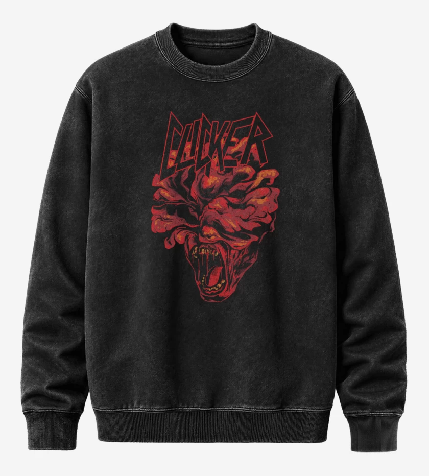 Poleron Polo Acid Wash Negro de Clicker Slayer