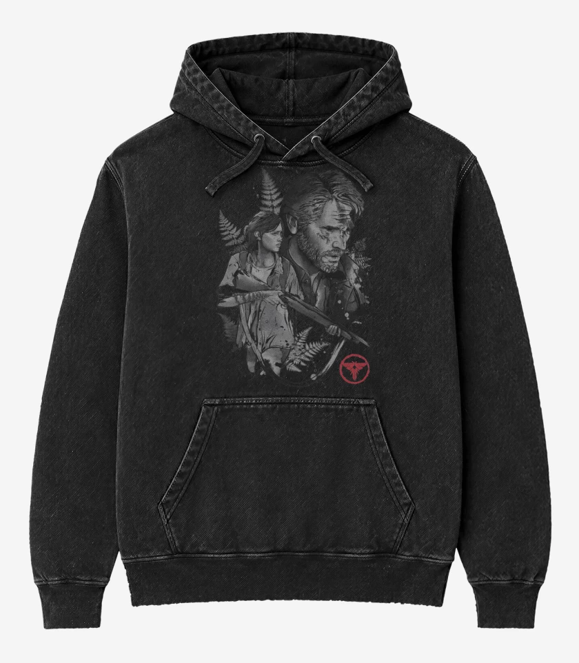 Poleron Canguro Acid Wash Negro de J & E