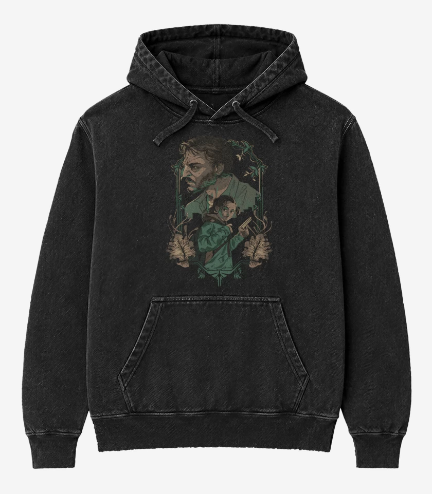 Poleron Canguro Acid Wash Negro de TLOU Serie
