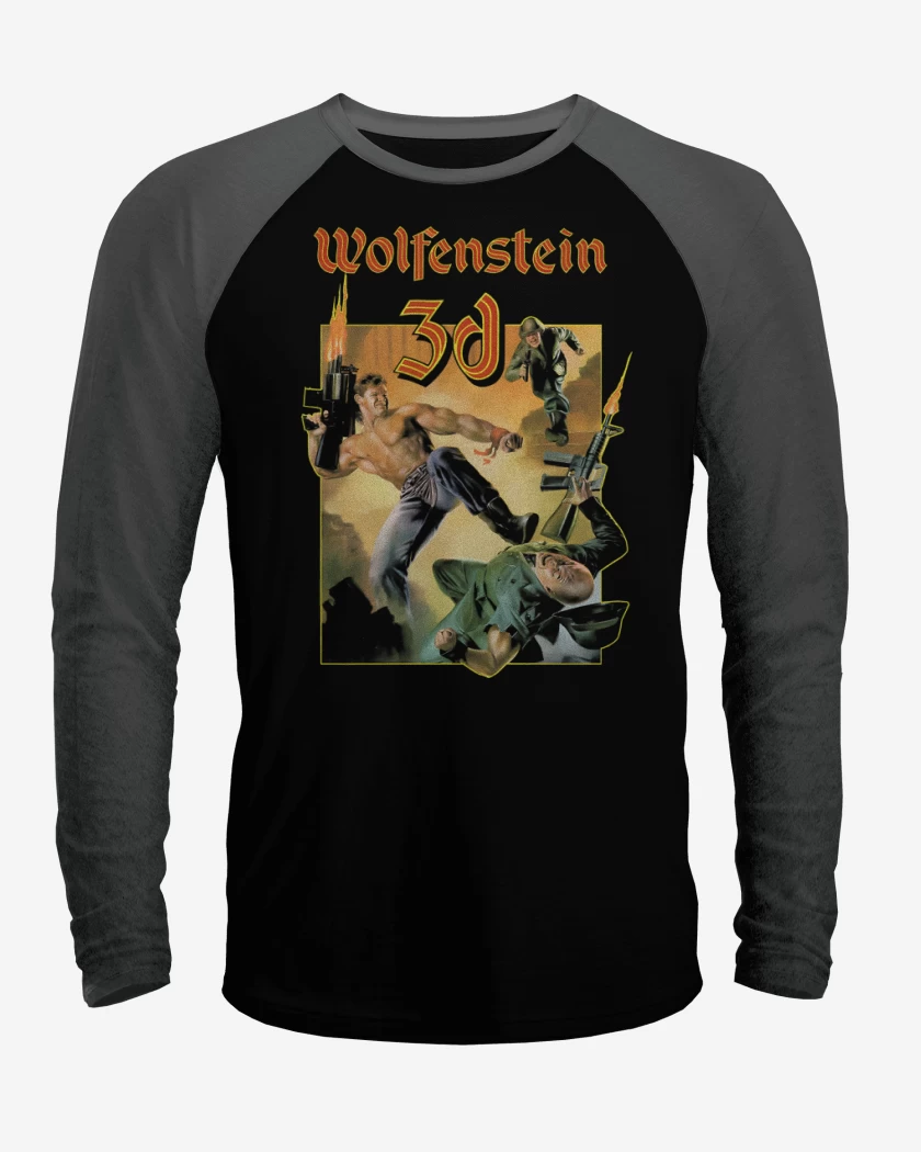 Polera Raglan Negro / Negro Heather de Wolfenstein 3D