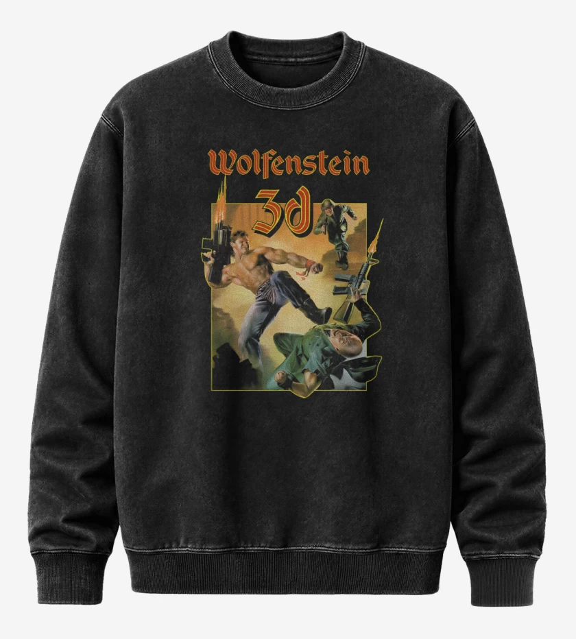 Poleron Polo Acid Wash Negro de Wolfenstein 3D