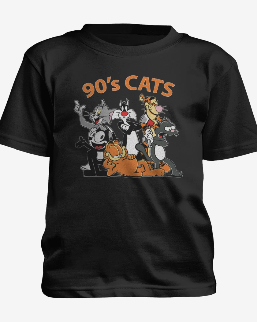 Polera de niño Negro de Gatos de los 90s