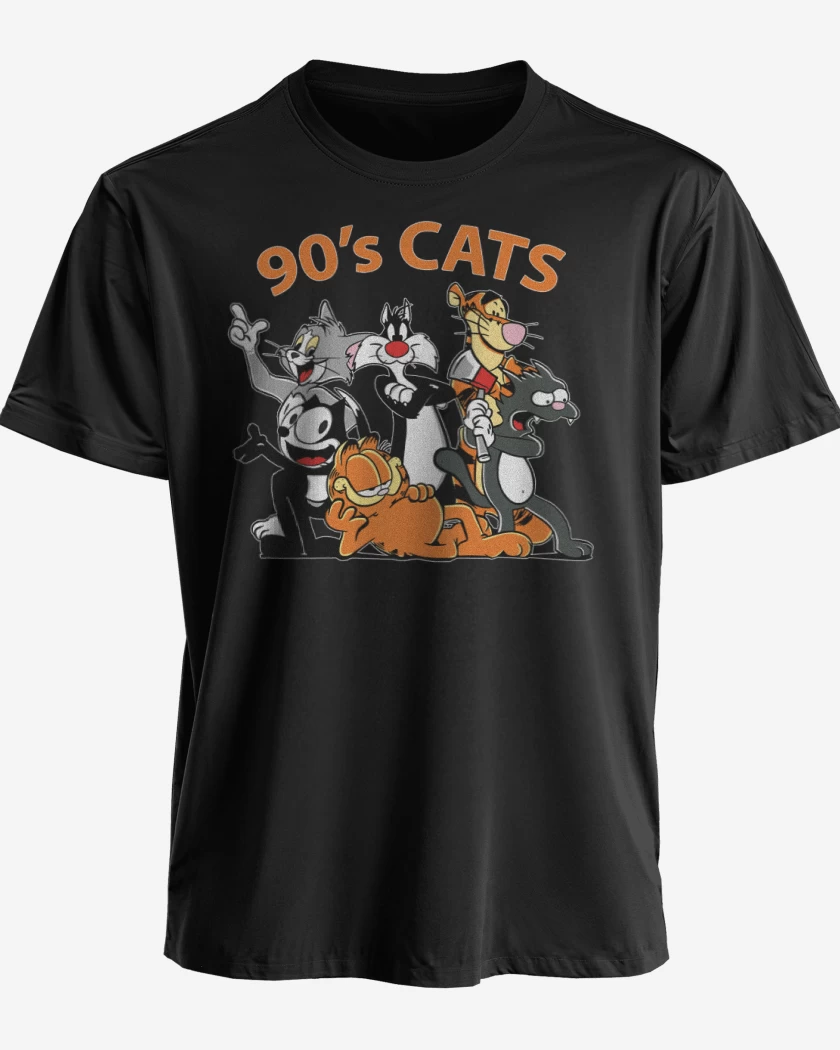 Polera premium Negro de Gatos de los 90s