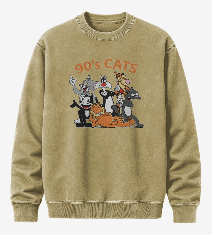 Poleron Polo Acid Wash Beige de Gatos de los 90s