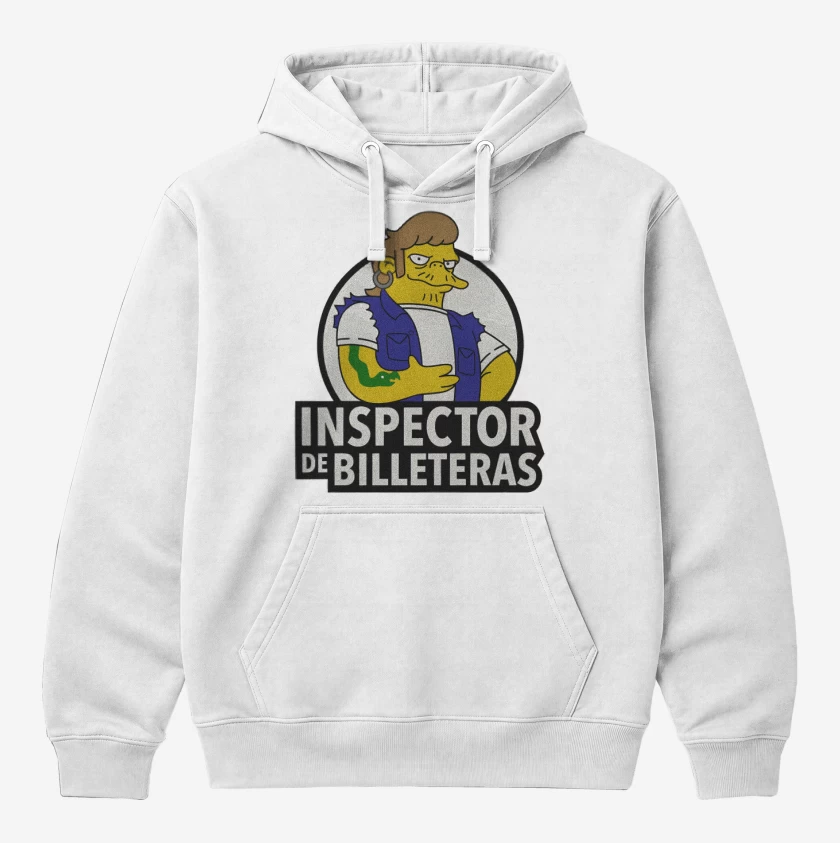Polerón Canguro Blanco de Inspector de billeteras