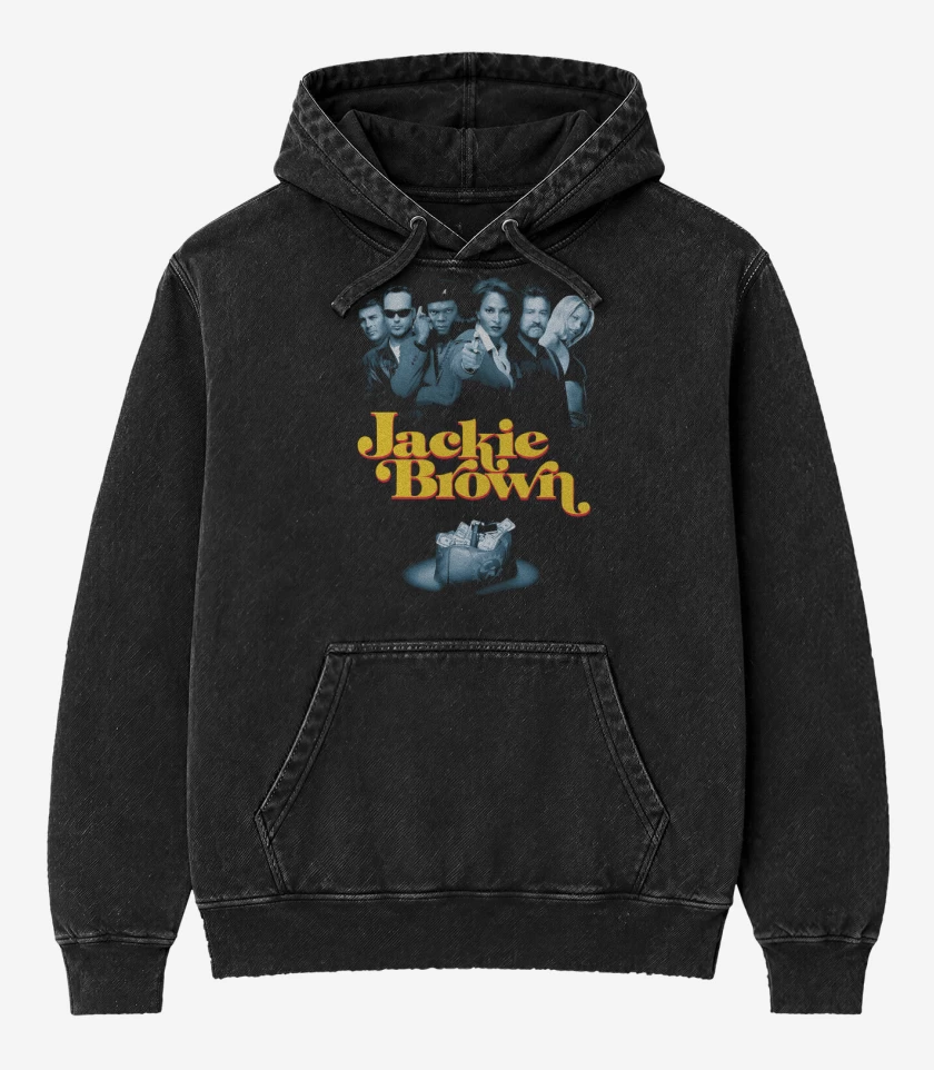 Poleron Canguro Acid Wash Negro de Jackie Brown