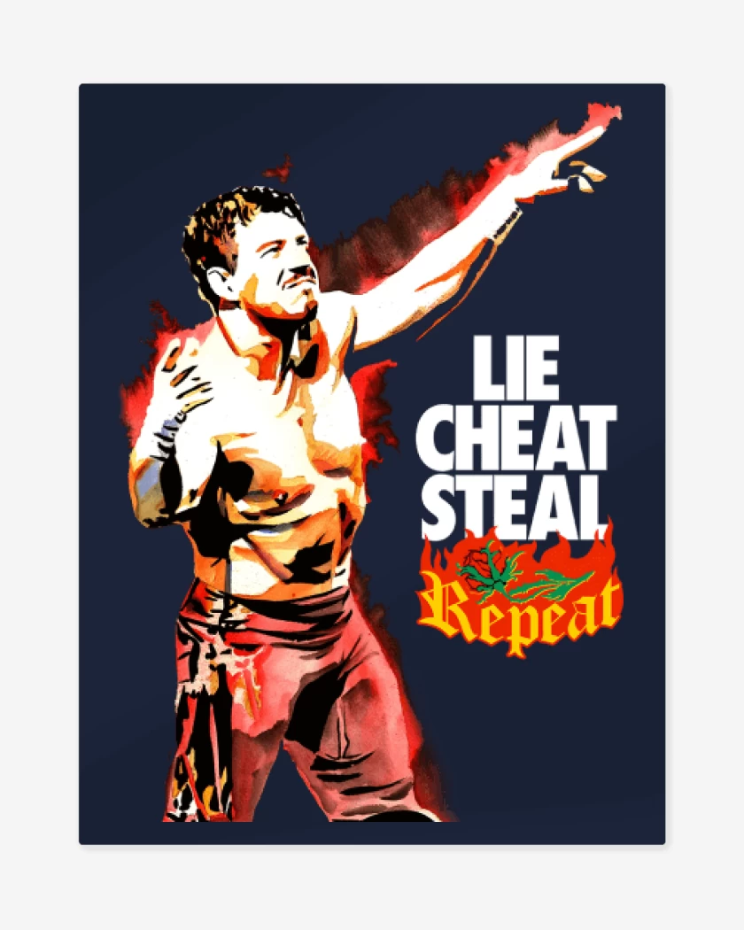 Print metalico Azul Marino de Lie Cheat Steal