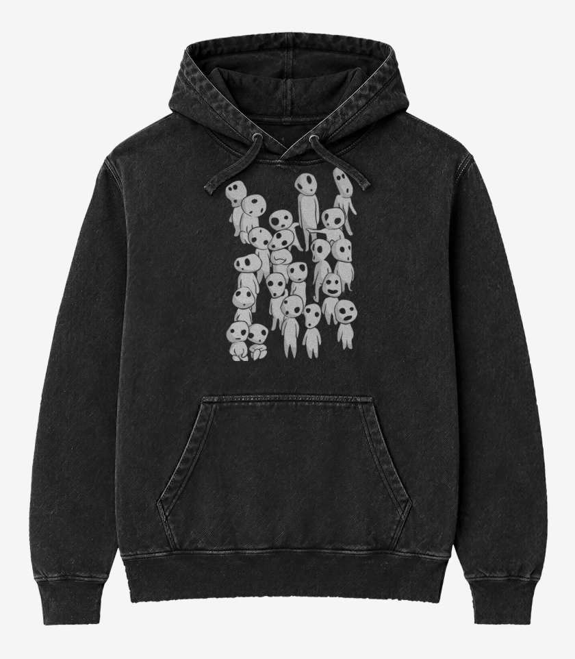 Poleron Canguro Acid Wash Negro de Kodama