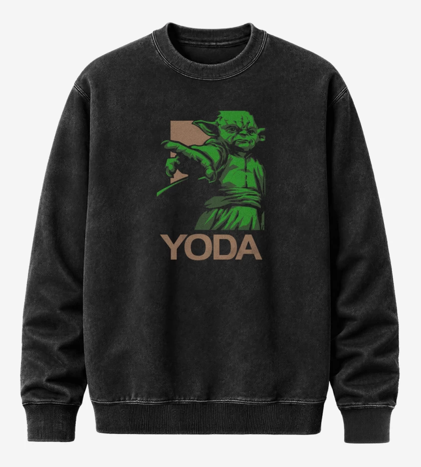 Poleron Polo Acid Wash Negro de Yoda el brigido