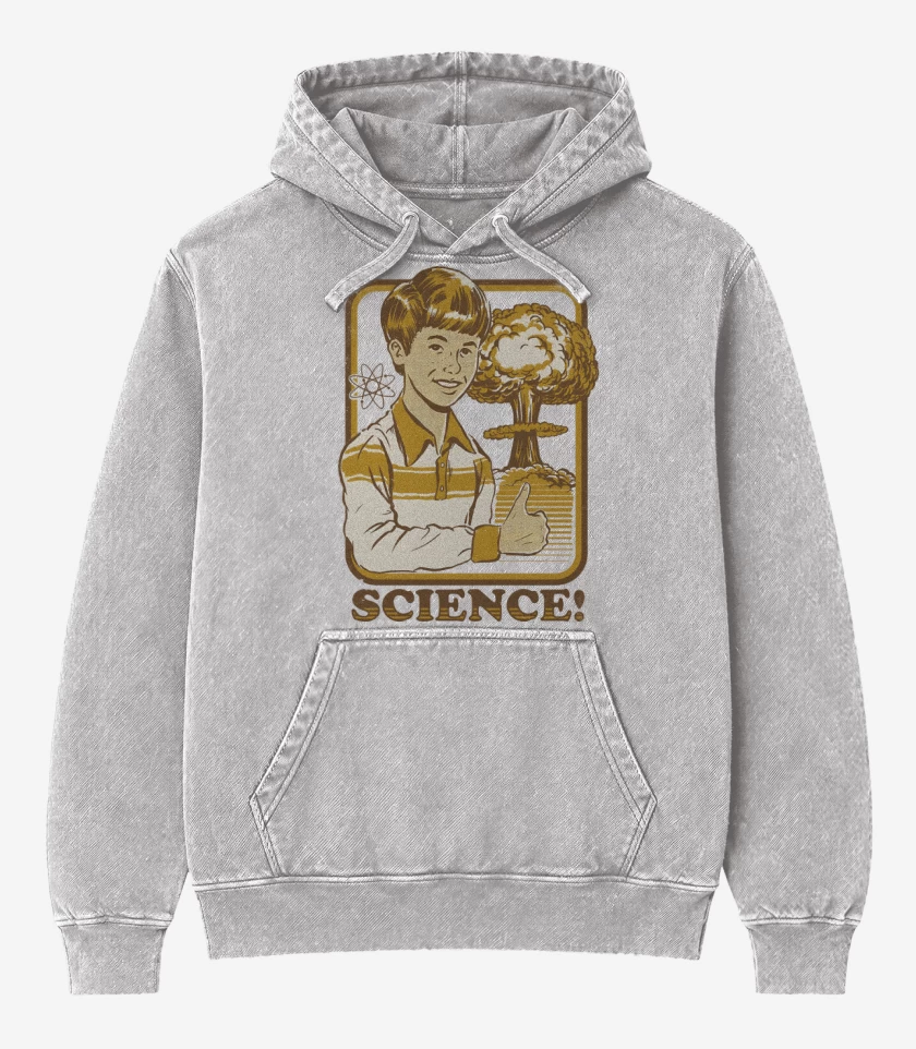 Poleron Canguro Acid Wash Gris Melange de Science