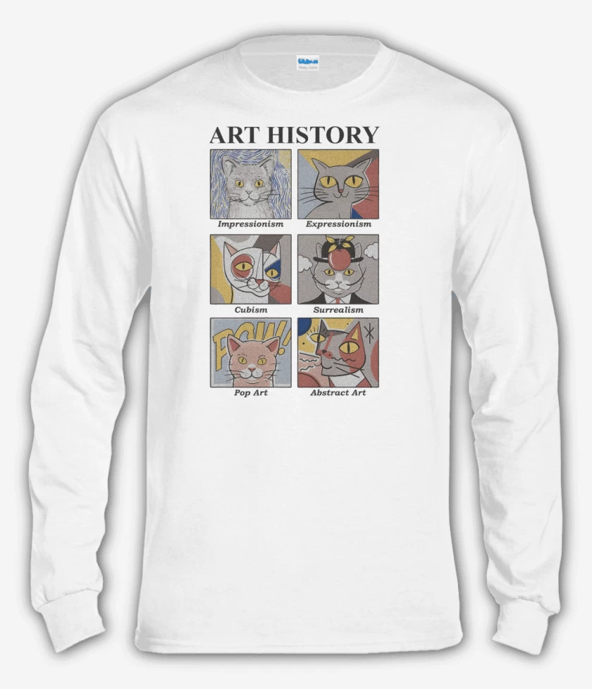 Polera manga larga Blanco de Art Cats History