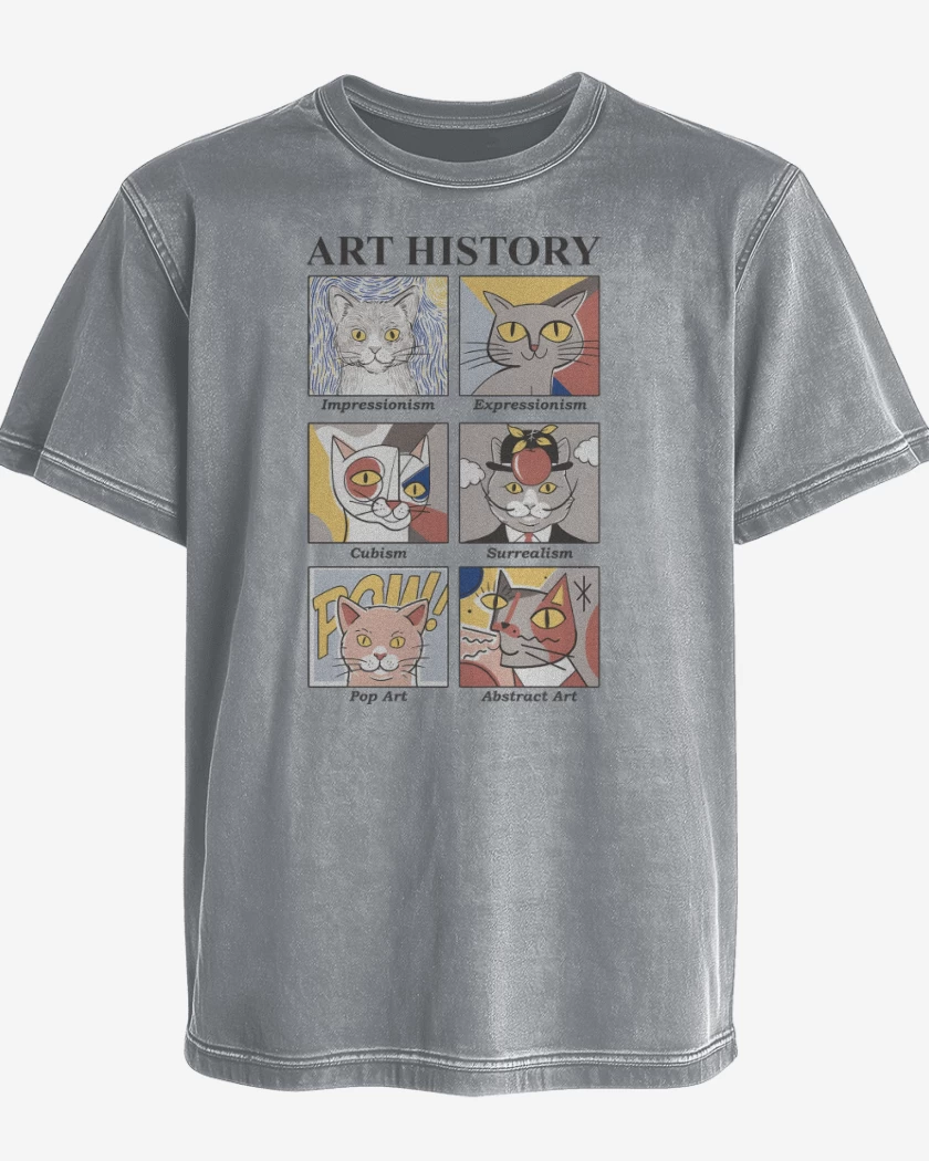 Polera desgastada Art Cats History