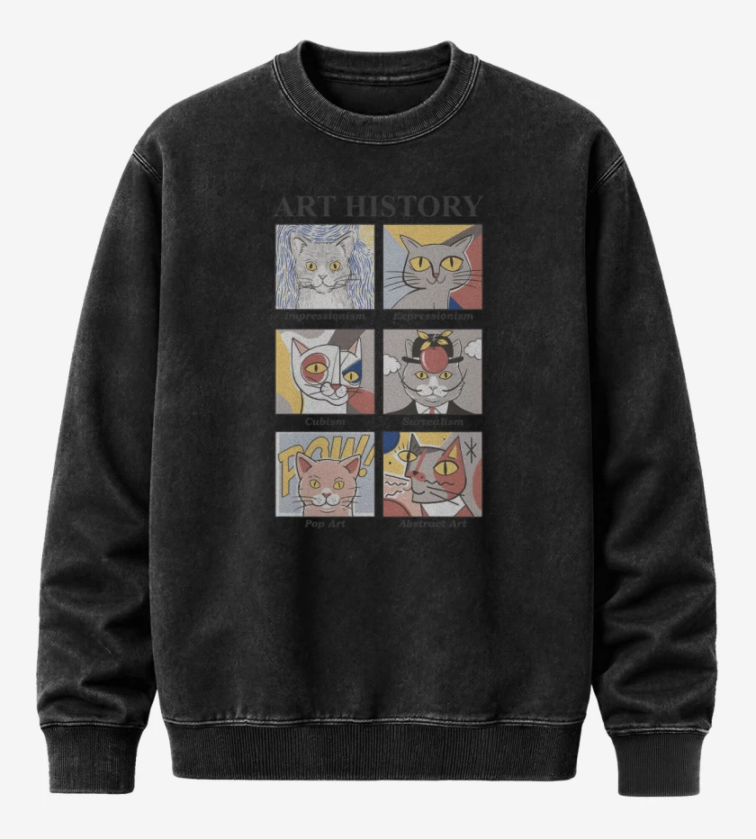 Poleron Polo Acid Wash Negro de Art Cats History