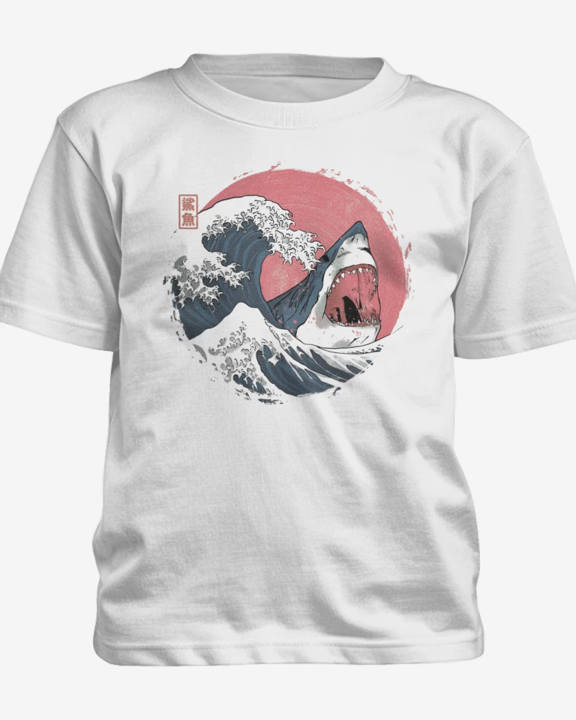 Polera de niño Blanco de Tiburón de Hokusai