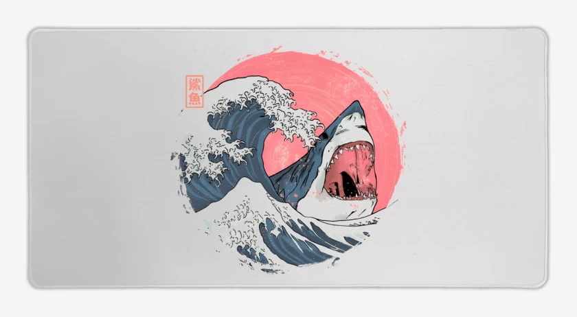 Mouse pad Gamer Blanco de Tiburón de Hokusai