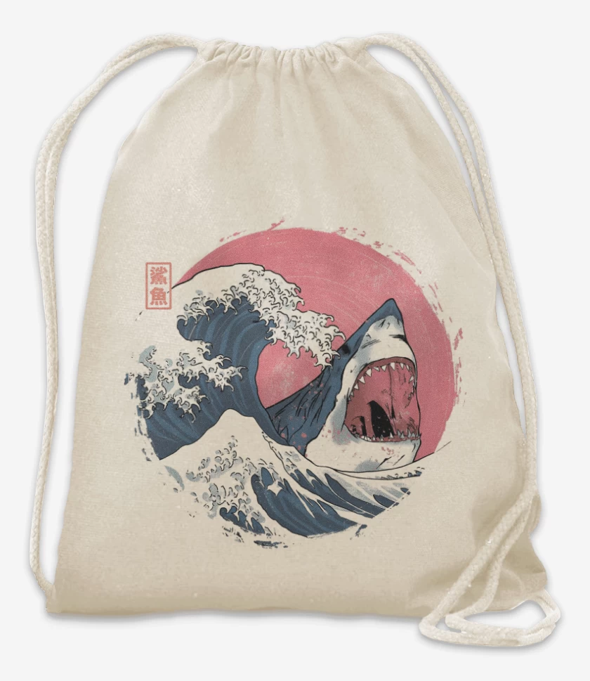 Mochila Blanco de Tiburón de Hokusai