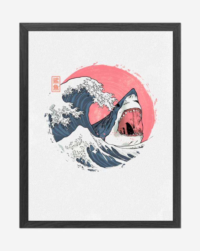 Cuadro decorativo Blanco de Tiburón de Hokusai