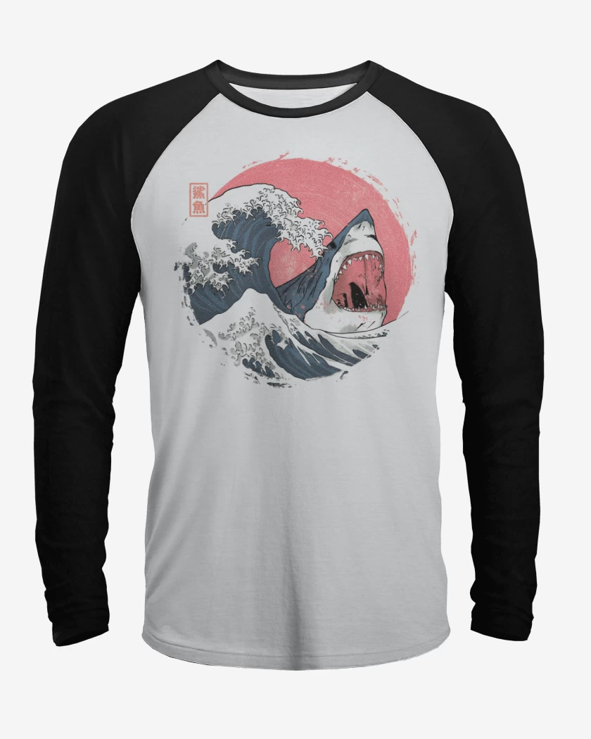 Polera Raglan Tiburón de Hokusai