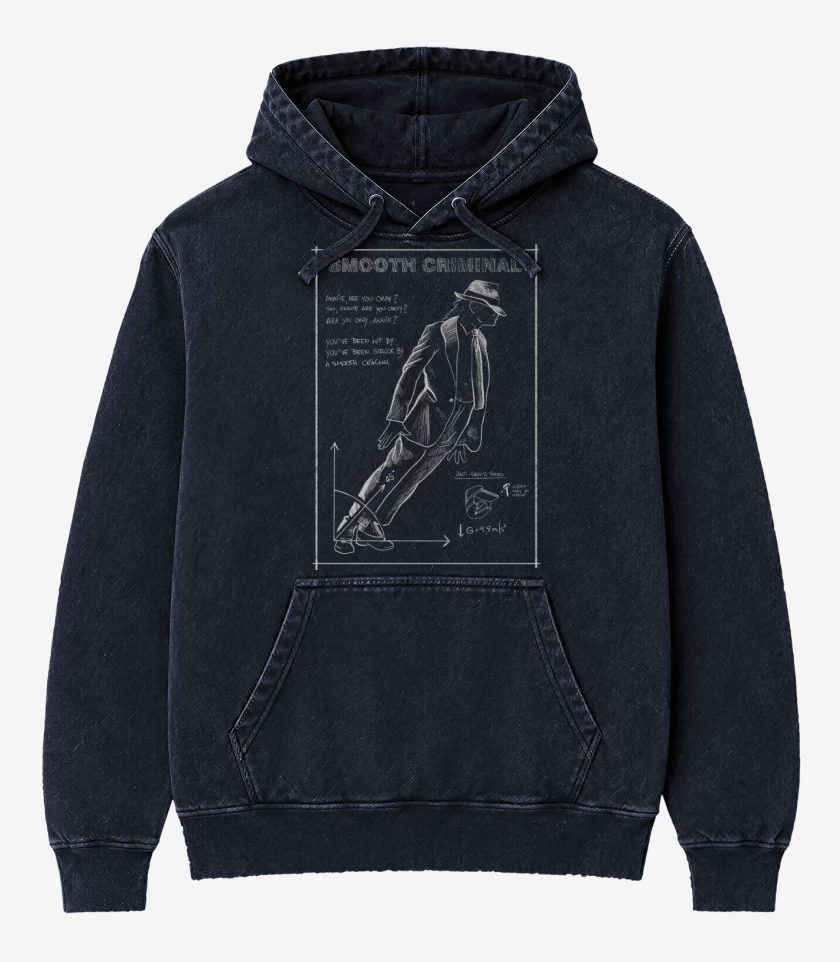 Poleron Canguro Acid Wash Azul Marino de Smooth Criminal