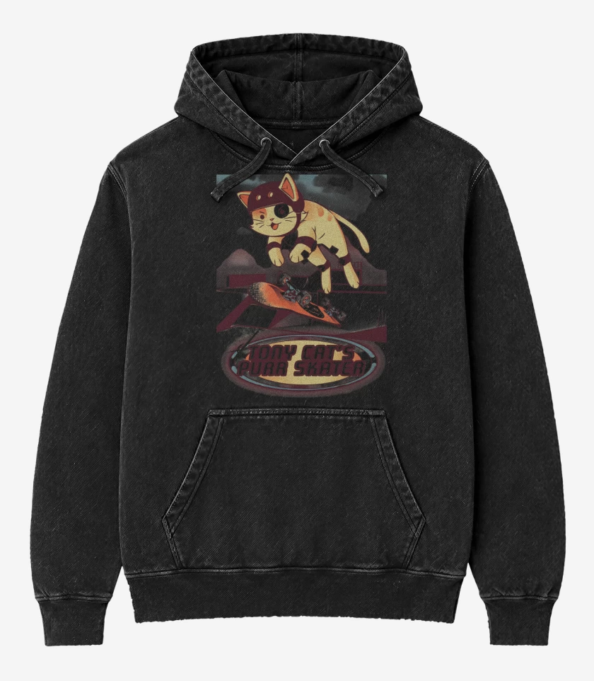 Poleron Canguro Acid Wash Negro de Purr Skater