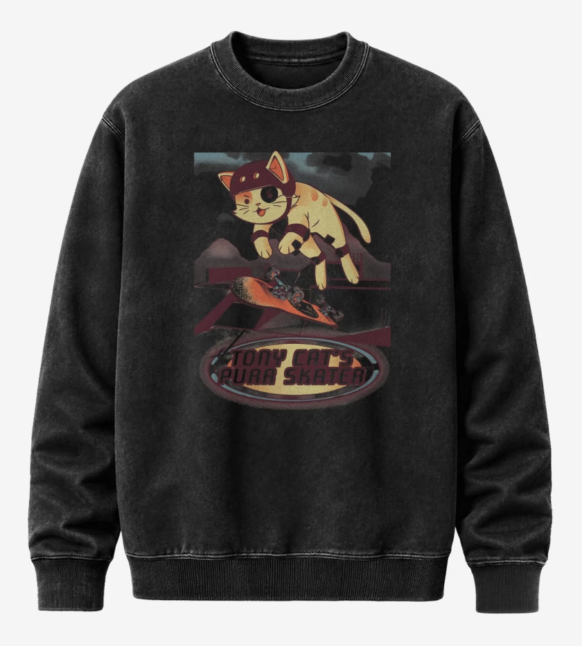 Poleron Polo Acid Wash Negro de Purr Skater