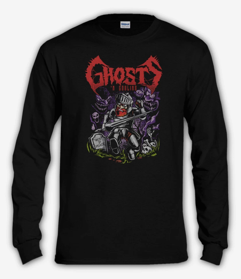 Polera manga larga Negro de Ghosts n Goblins