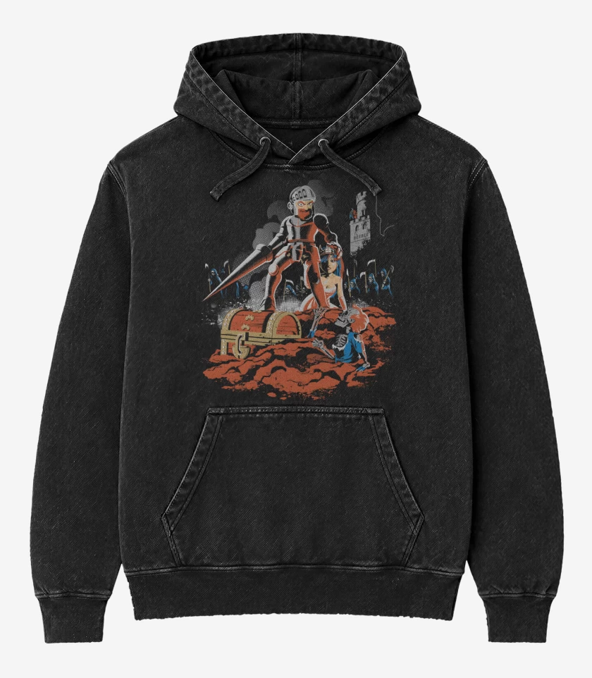Poleron Canguro Acid Wash Negro de Army of Goblins