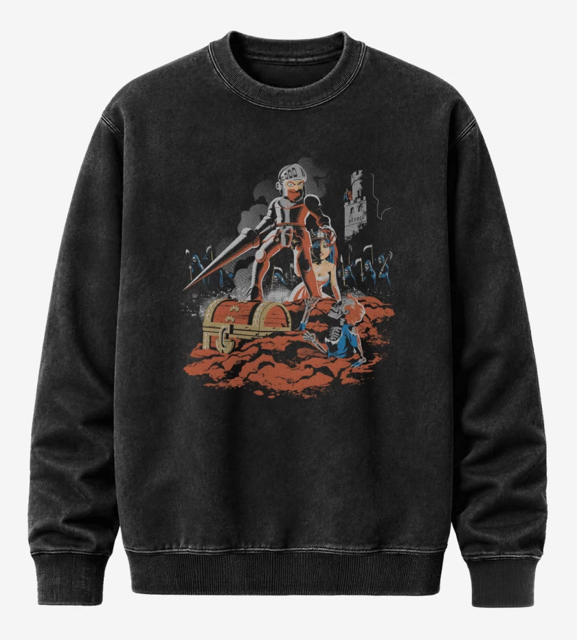 Poleron Polo Acid Wash Negro de Army of Goblins