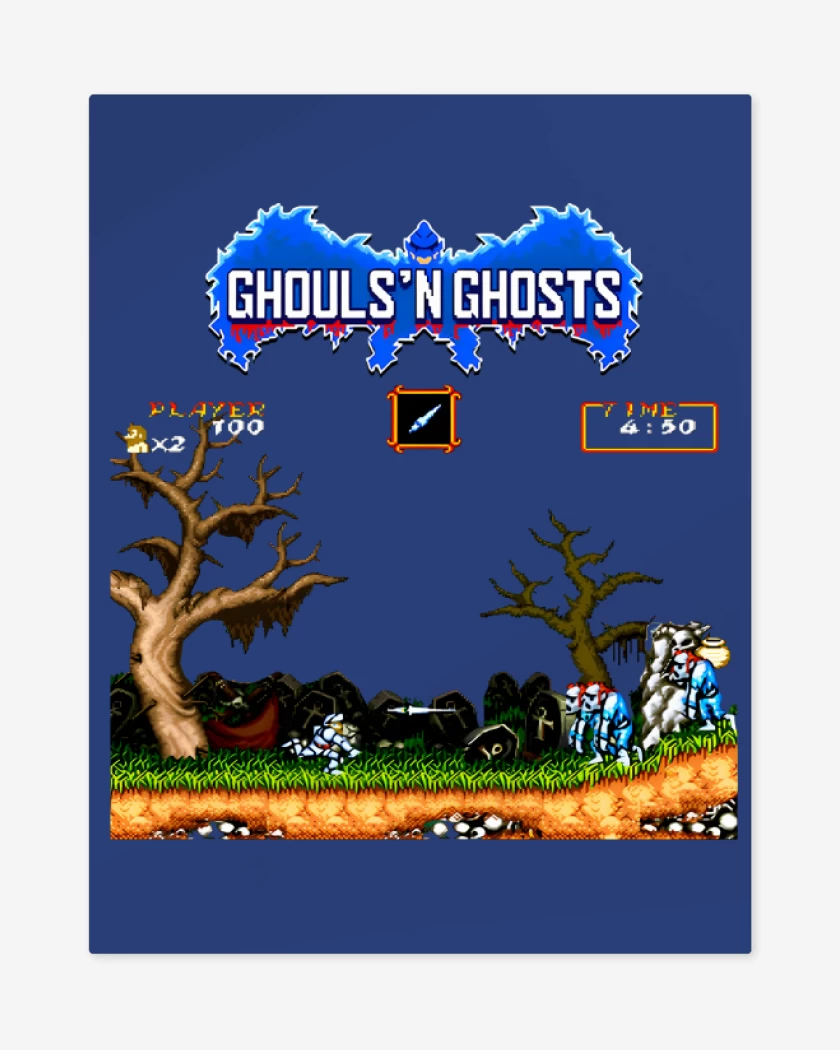 Print metalico Azul Rey de Ghouls 8 bits
